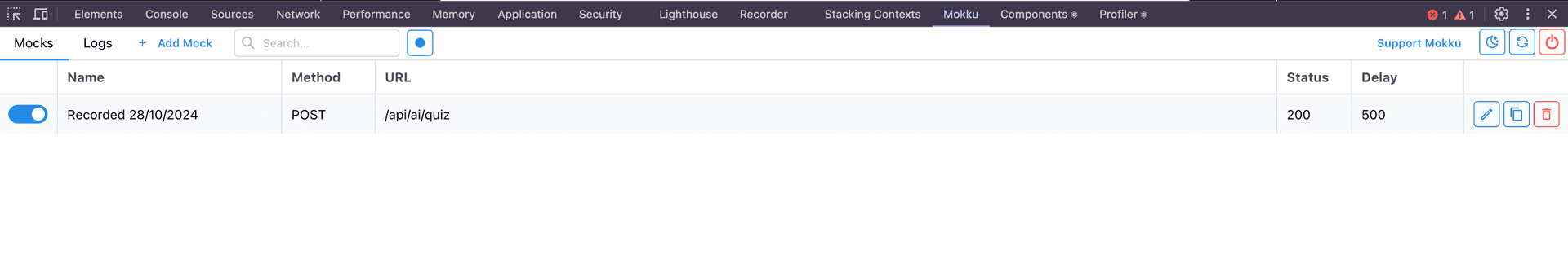 Picture of the mokku plugin as displayed on the Chrome App Store.