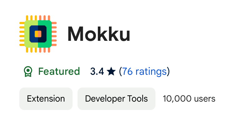 Picture of the mokku plugin as displayed on the Chrome App Store.